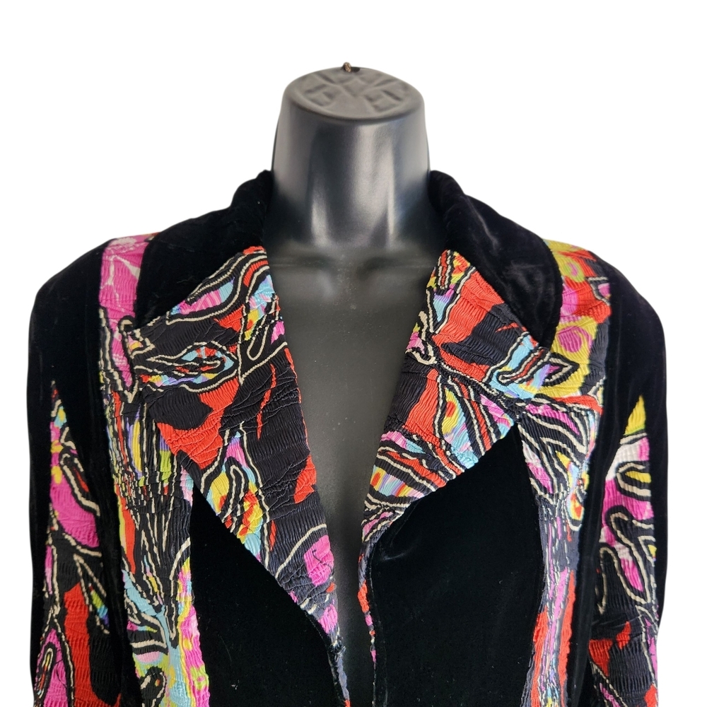 Alberto Makali Crop Velvet and Plise Cardigan Jacket Art to Wear Size M - Picture 5 of 14